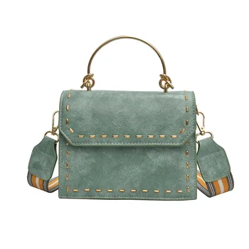 

NEW-Women'S Small Crossbody Bag Pu Leather Handbag With Metal Handle Rivet Travel Messenger Bag Ladies Handbag