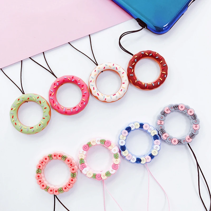 

Cartoon Silicone Finger Ring Pendant Anti-fall Cute Universal Mobile Phone Lanyard Phone Rope Ring Strap Wreath Hanging ornament