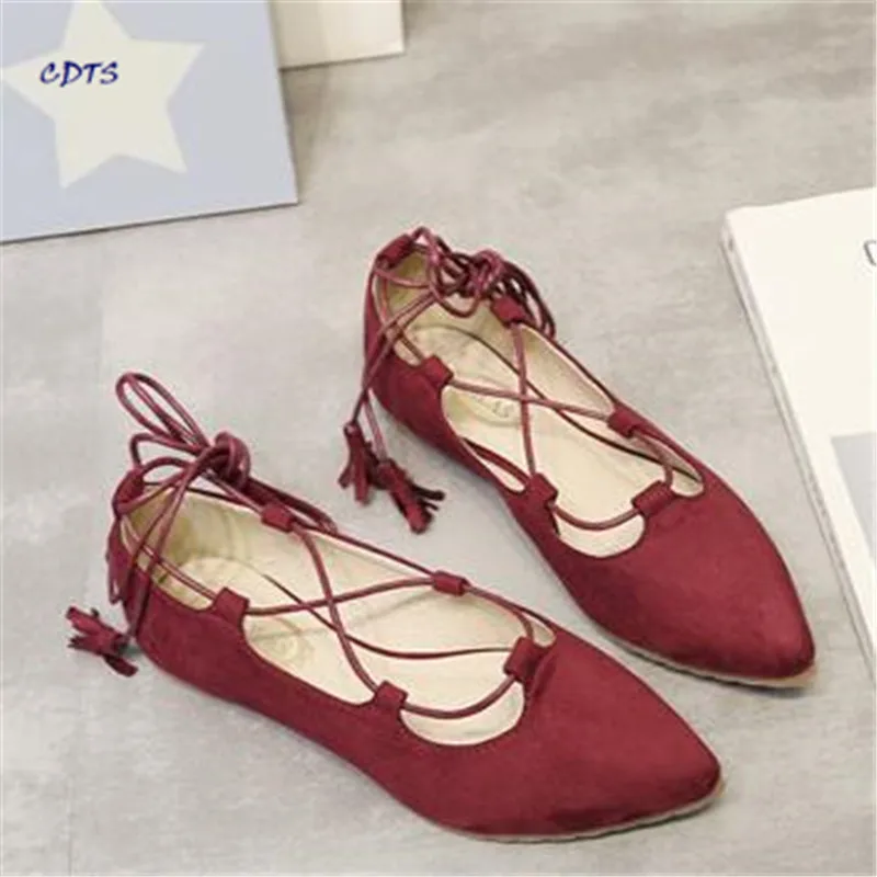 

Small Yards:33 34 Plus:41 42 43 Spring/autumn velvet lacing shallow mouth pointed toe Flats cross-strap emphasized single shoes