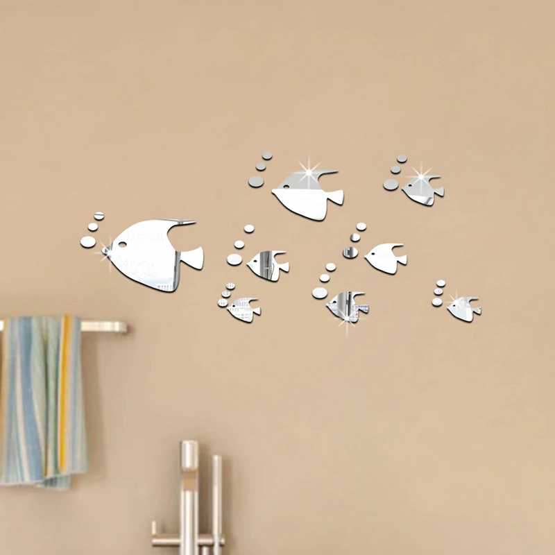 1Set adesivo specchio adesivi riflettenti superficie dello specchio creativo di arte della decorazione DIY 3D di cristallo specchio sticker da parete per Silver decorazione domestica