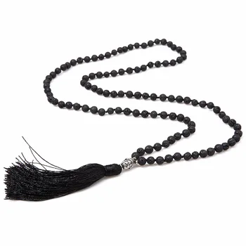 

2pcs) Lava Stone Essential Oil Diffuser Necklace Aromatherapy Jewelry Buddha Buddhist Beads Lotus Yoga Tassel Diffuser Necklace