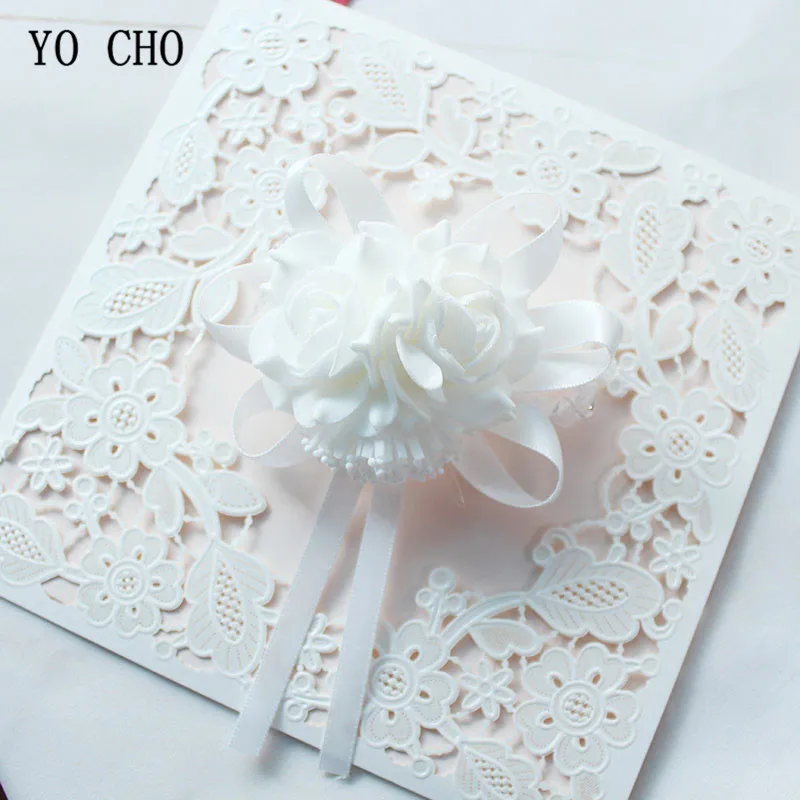  white Wrist Corsage rose flower bangle hand(43)