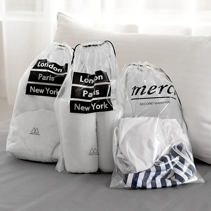 Stylish Simple Waterproof Travel Clothing Storage Bag Transparent Five