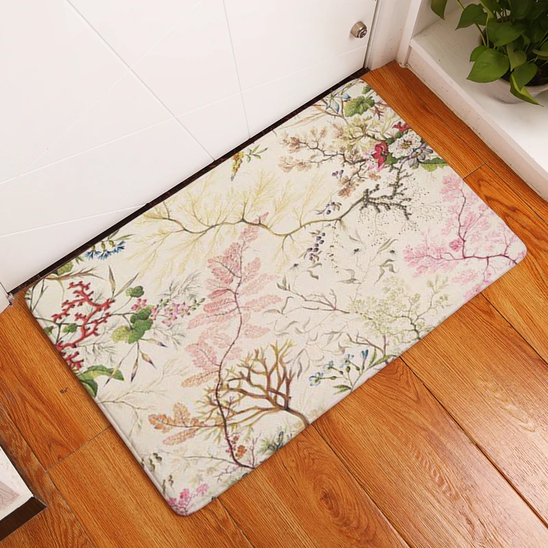  2017 Retro Style Stripe Beautiful Flower Print Carpets Anti-slip Floor Mat Outdoor Rugs Creative Fr