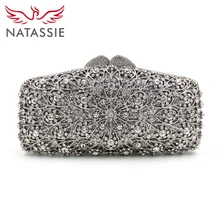 Natassie 2017 neue frauen clutch bag abendtaschen aushöhlen kristall hochzeit kupplungen mit kette dame-parteihandtasche