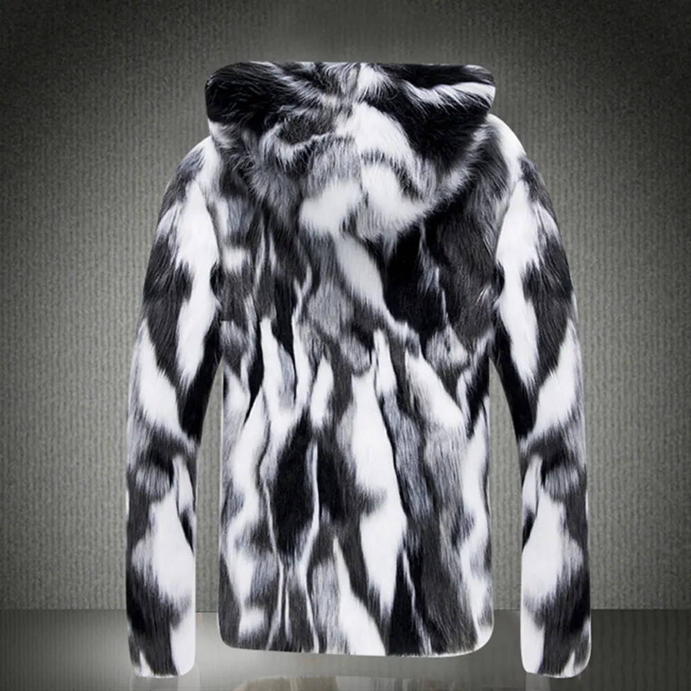 B 2018 Fall winter faux fur coat men's wild personality thick fur Jacket Leather grass Male windbreaker Fox thick Plus Size 6XL 