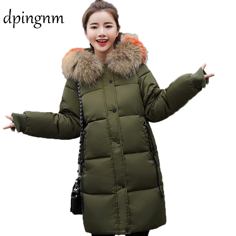 Best 2018 winter women hooded coat fur collar thicken warm long jacket female plus size 3XL outerwear parka ladies chaqueta feminino