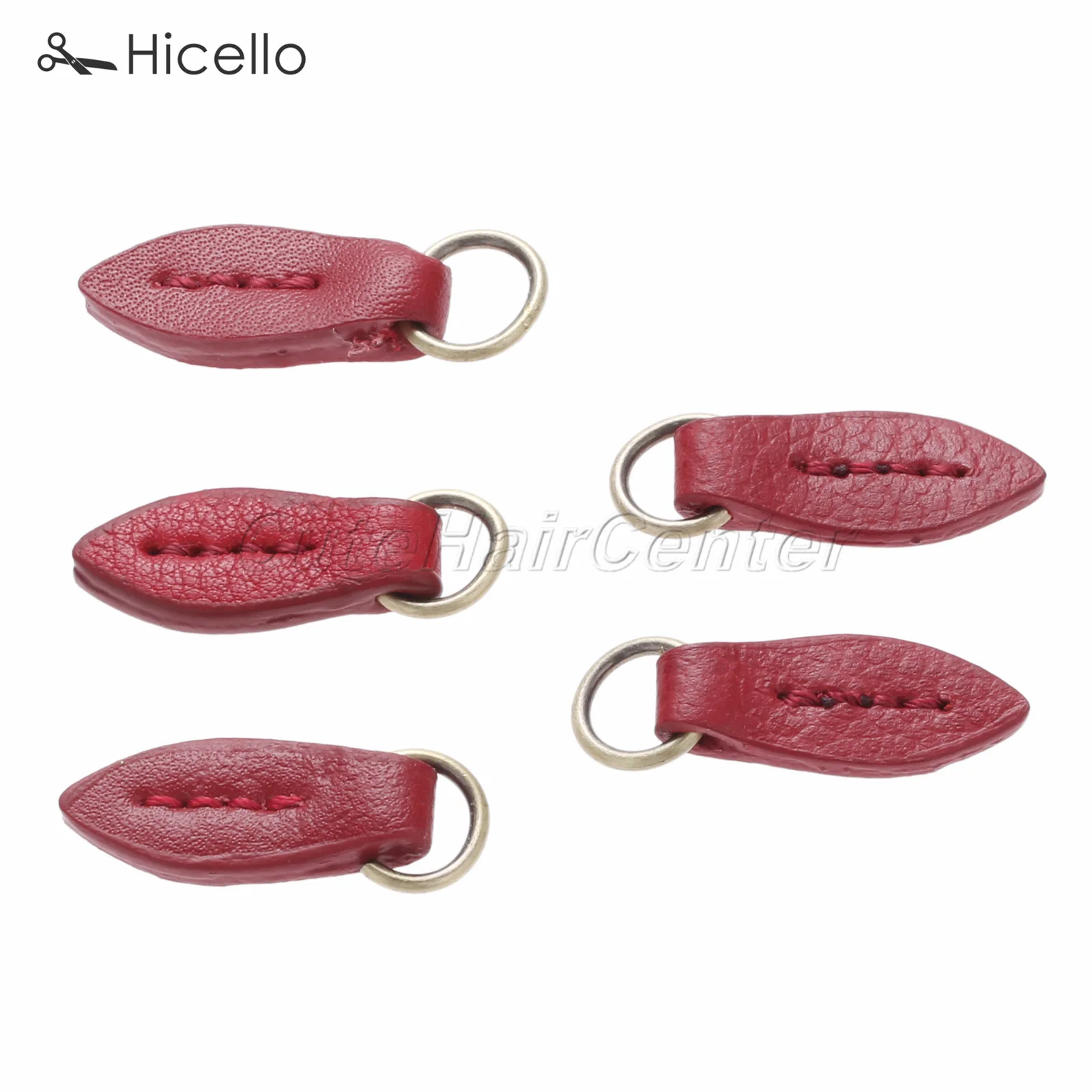 5pcs/lot Zipper Pullers Leaf Shape Pull head Replacement Sewing Craft Fasteners Leather Alloy pendant 33*11mm colorful Hicello - Цвет: Red