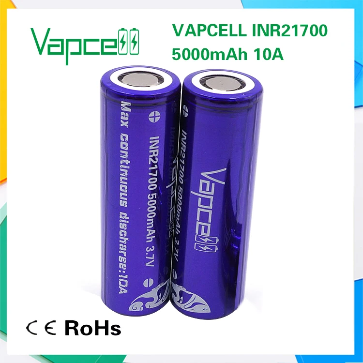 1 шт. vapcell INR21700 21700 батарея 5000 мАч 10А перезаряжаемая батарея высокой мощности vape cell smoke E-CIG box mod IMR VS Keeppower