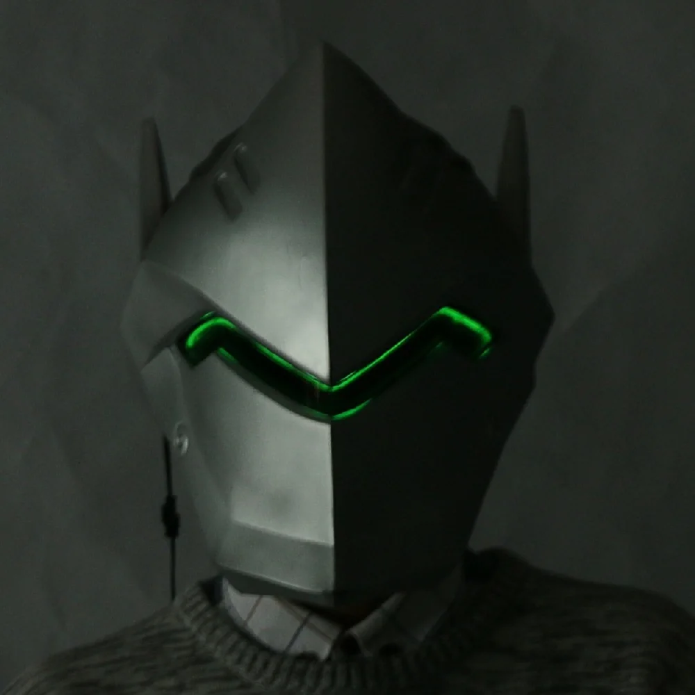 OW Game Over Genji Overhead Clock Helmet With Light Cosplay Mask PVC Helmet Halloween Carnival Party Prop (4)