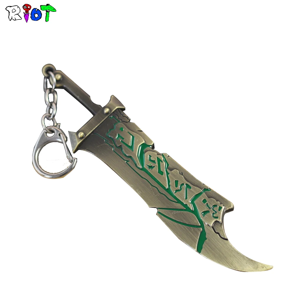 

12cm League of Legend LOL the Exile Riven Keychain Metal KeyRing For Gift Key chains Jewelry for car key holder game accessories