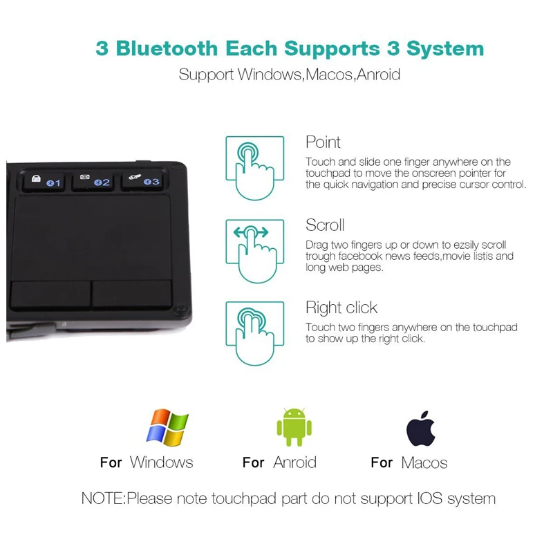 4 Folding Keyboard with touchpad and stand