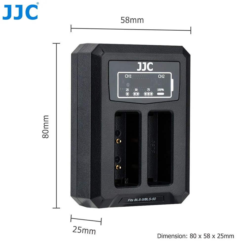 JJC USB двойной Батарея путешествия Зарядное устройство для цифровой камеры Olympus BLS-50 BLS-5 BLS-1 E-M10& Mark II III, E-PL9 E-PL8 Камера Батарея заменить BCS-5