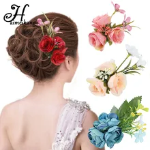 Haimeikang Boho Fabric Flower Crown Hairpin Brooch For Bridal Wedding Party Women Charm Floral Hair Clip Jewelry Accessories