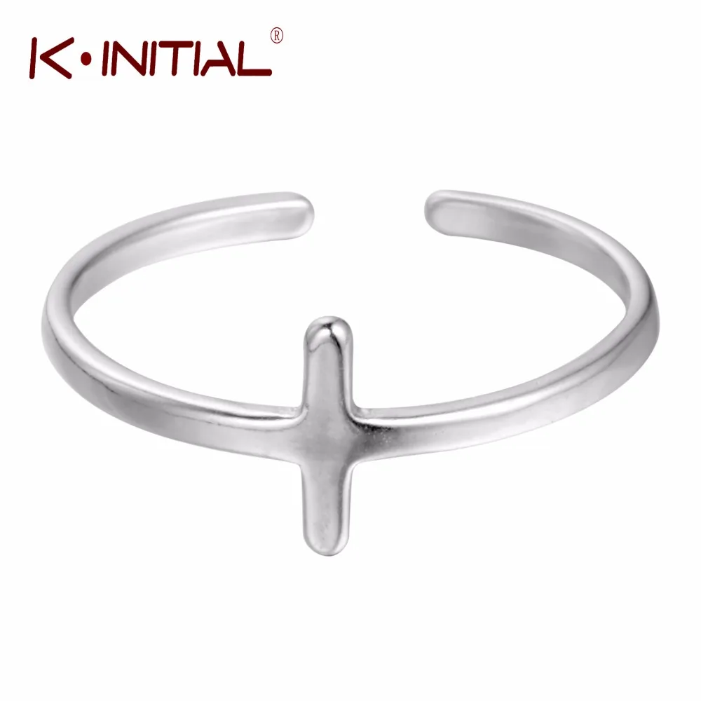 Kinitial New Arrival Cross Rings 925 Sterling Silver Adjustable Symbol