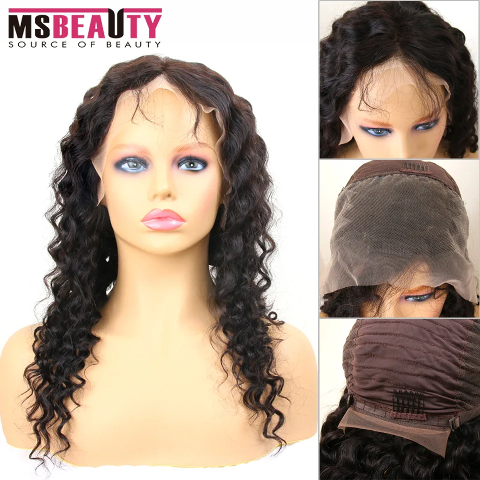 13x4 front lace wig deep wave human hair
