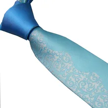 Lammulin Для Мужчин's Галстуки для костюма дизайн синий узел контраст небесно-голубого цвета, с Серебряный Пейсли шейный платок из микрофибры узкий галстук 6 см Gravats