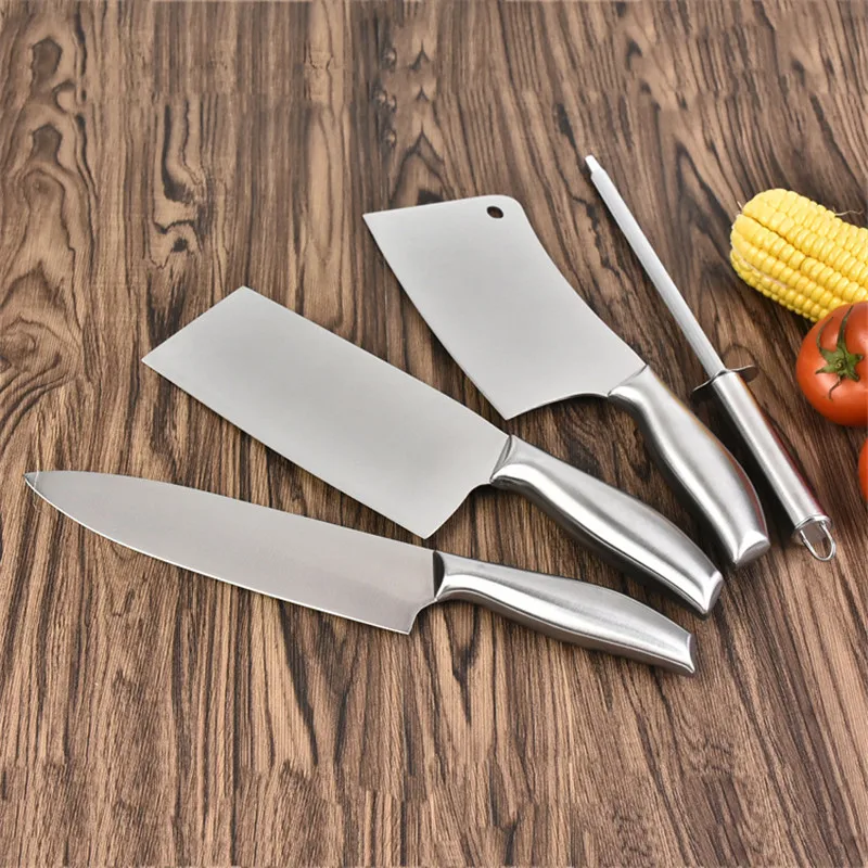 

5pcs Professional Cooking Kitchen Knives Set Chef Santoku Meat Cleaver Scissors Slicing Vegetable Cutter Knife Stainless Steel