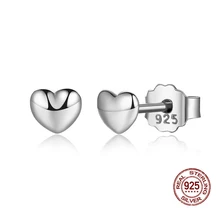 Стерлингового серебра 925 пробы 2 цвета Симпатичные серьги-гвоздики для детей девочек Детские украшения, 925 серебряные серьги с маленьким сердцем