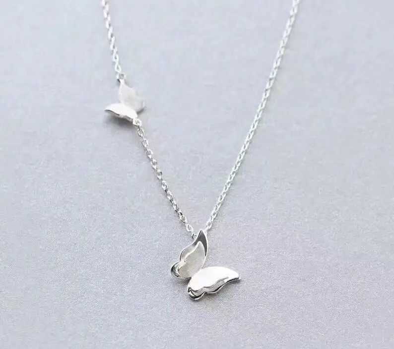 Fashion jewellery Necklace Silver color Long  chain Animal Butterfly pendant necklace women bijoux femme