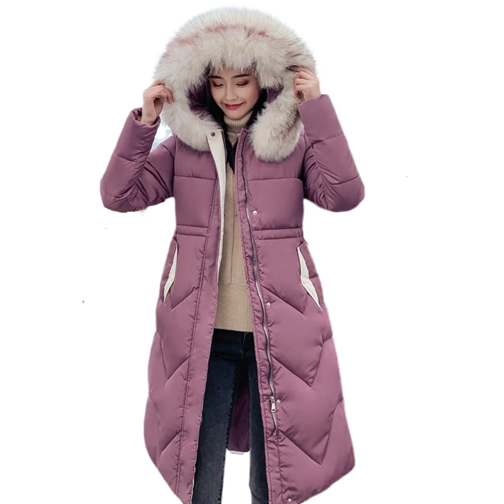 

Winter Coat Women Slim parka women Large collar down jacket medium length knee length jacket and thick jacket 922