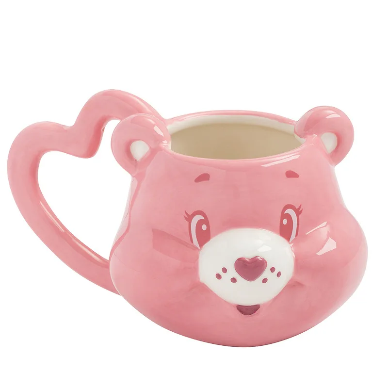 3D панда кофейные кружки с коробочка с сердцем керамические милые чашки и кружки - Цвет: Розовый