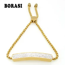 Модный бренд, браслет полностью в кристаллах, цепочка на руку, очаровательный позолоченный браслет, женский браслет, нержавеющая сталь, браслеты