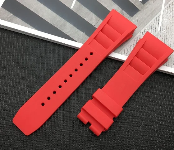 Высокое качество импортный натуральный мягкий силиконовый резиновый черный ремешок для часов Ремешок для mille ремешок для RM ремешок-011 для Рихарда ремешок - Цвет ремешка: Red