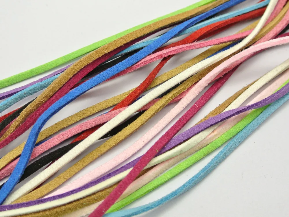 

12 Meter Mixed Color Faux Suede Flat Leather Cord Lace String 3mm