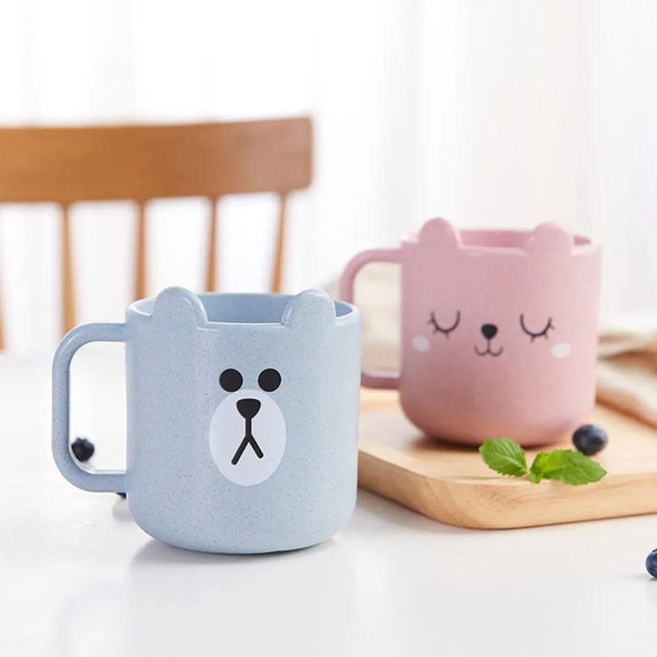 

Plastic Coffee Mug Cute Cat Cups And Mugs Portable Travel Milk Cup Non-slip Bottom Tumbler Mugs MC070711