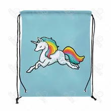 Милый Белый Радуга волос с единорогом шнурок рюкзак путешествия мешок Обувь подарок мешок Mochilas feminina