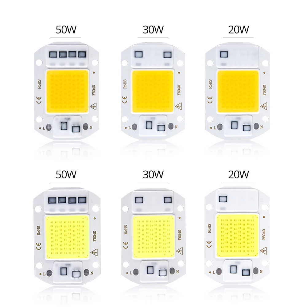 Высокая мощность COB светодиодный чип 220 В Smart IC без драйвера COB светодиодный Диод светодиодный лампы для DIY наружный прожектор светильник Точечный светильник 20 Вт 30 Вт 50 Вт