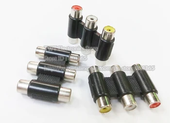 

Free shipping 100Qty Triple 3 x RCA Female to Female connector/coupler A/V
