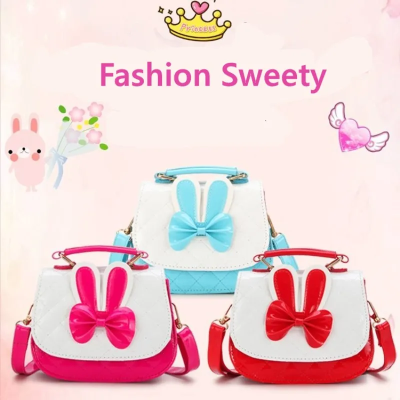 

Fashion Little Girls Bow Messenger Bag Cute Rabbit Shoulder Bag/Princess Sweety Mini Crossbody Small Bags Kawaii Coin Bolsa