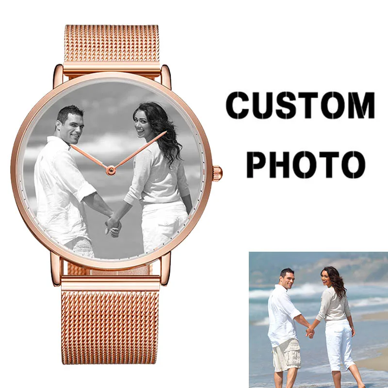CL014 Private Label Mens Women Stainless Steel Watch Custom Your Own Logo Watch Trend Design Relogio Print Picture Couple Watch