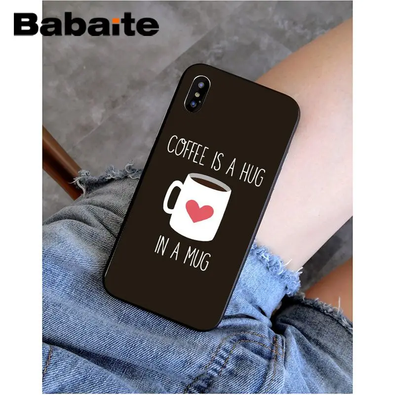 Babaite Ok Но сперва кофе бант с узором Оболочка Чехол для телефона iPhone 5 5Sx 6 7 7 plus 8 8 Plus X XS MAX XR - Цвет: A2