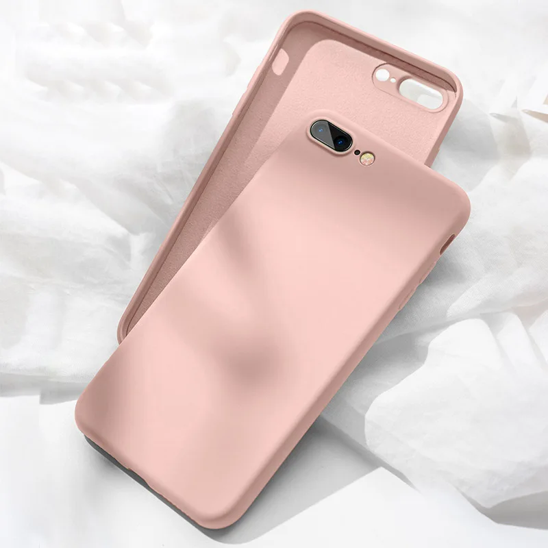 Lovebay жидкий тонкий мягкий чехол для телефона для iPhone 11 8 7 6s Plus Мягкий силиконовый чехол однотонный карамельный цвет для iPhone 11Pro X Xs Max XR - Цвет: Розовый