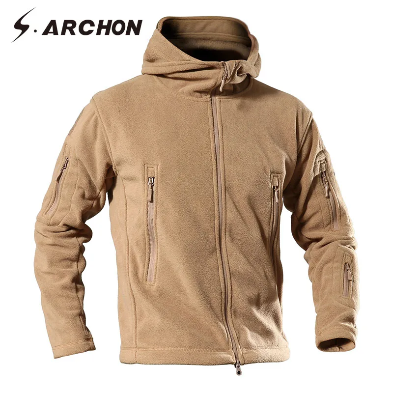 

S.ARCHON Winter Fleece Tactical Jackets Men Military Hooded Thicken Warm Army Solider Windbreaker Jacket Multi Pockets Jacket Me