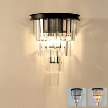 American country iron glass crystal wall light lamp LED retro classic clear amber smokey grey glass crystal wall lamp light LED
