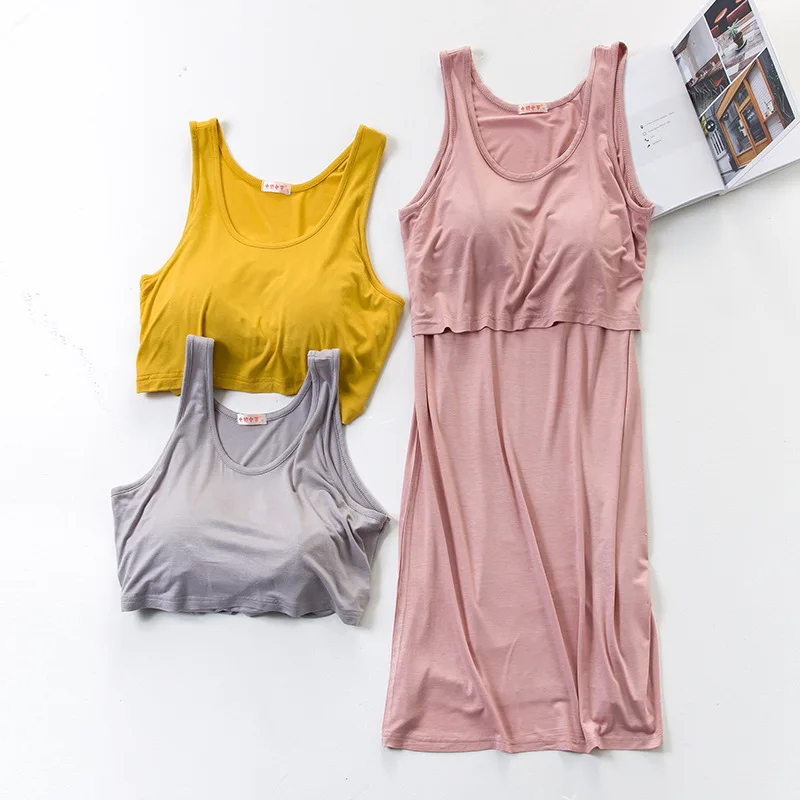 

Maternity Clothes Vest Tops Functional Pregnant Women Nursing Covers Breastfeeding Tanks with Chest Pad