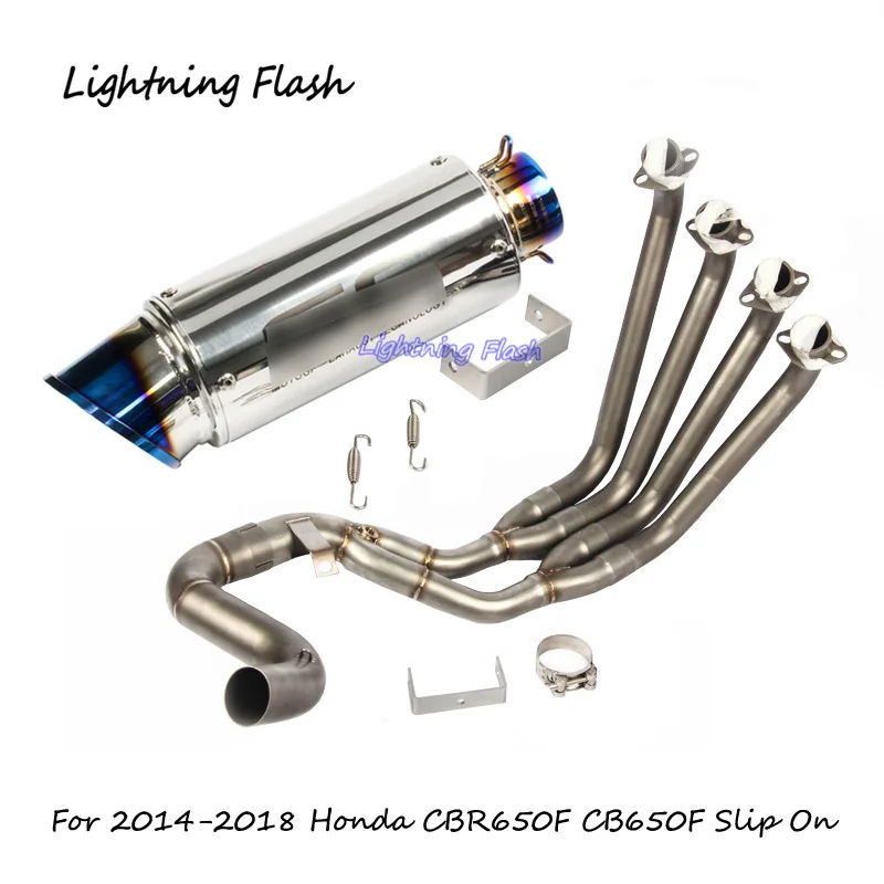 

Slip On for 2014-2018 Honda CBR650F CB650F Motorcycle Exhaust System Stainless Steel Header Mid Link Pipe + 51 mm Tail Escape
