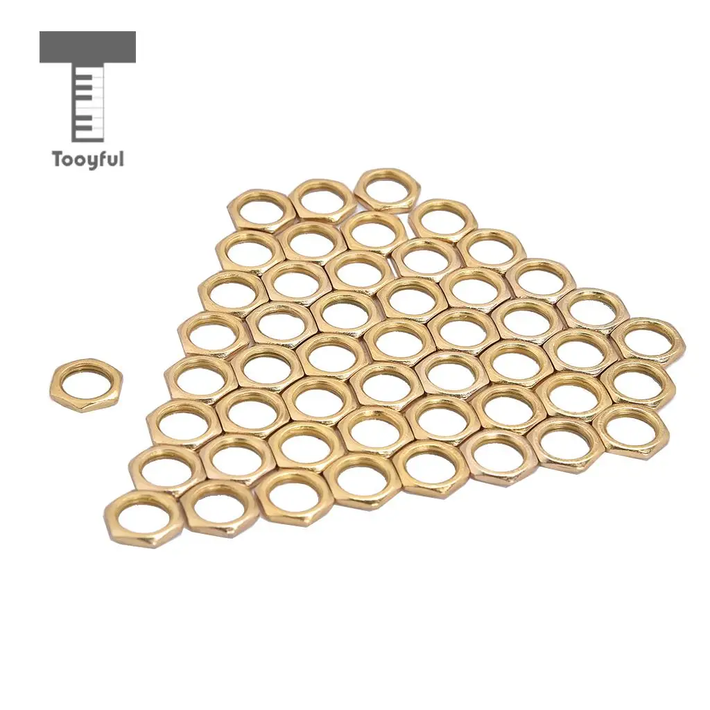 Tooyful 50 Pack Guitar Bass Jack Socket Nut Thin Nut for Guitar Parts Accessories 8mm Diameter