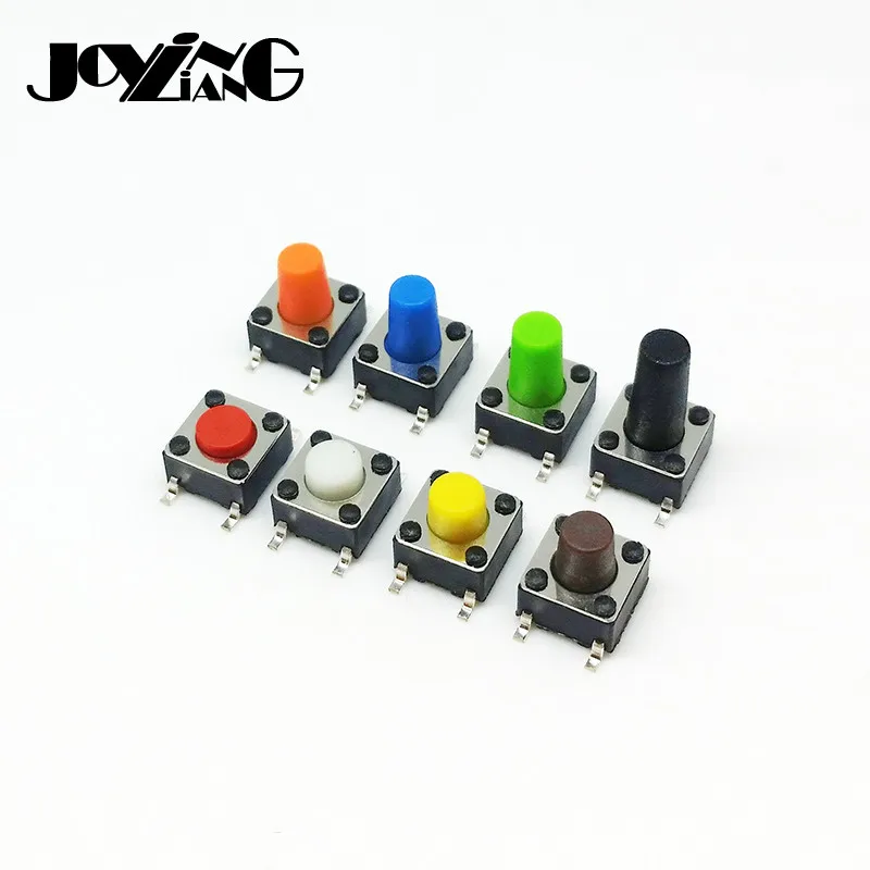 

6MM Patch Switch 4Pin 6x6x Height 7.5mm-10MM Push Button Switch Black Red Orange Yellow Green Brown Blue White Color