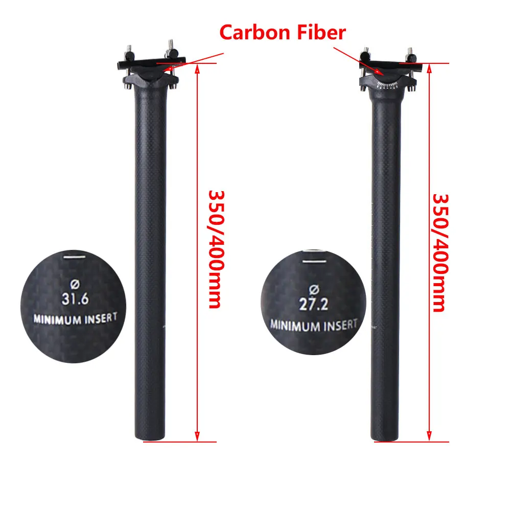 Карбоновый подседельный штырь 3k матовый дорожный/горный велосипед Подседельный штырь из углеродного волокна 27,2/31,6 мм светильник 125 г углеродный подседельный штырь