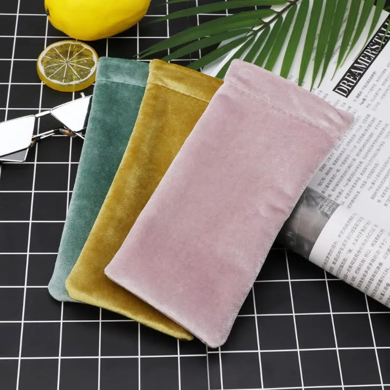 

Sunglasses Fleece Pouch Bag Solid Color Eyeglasses Protective Soft Cover Portable Container