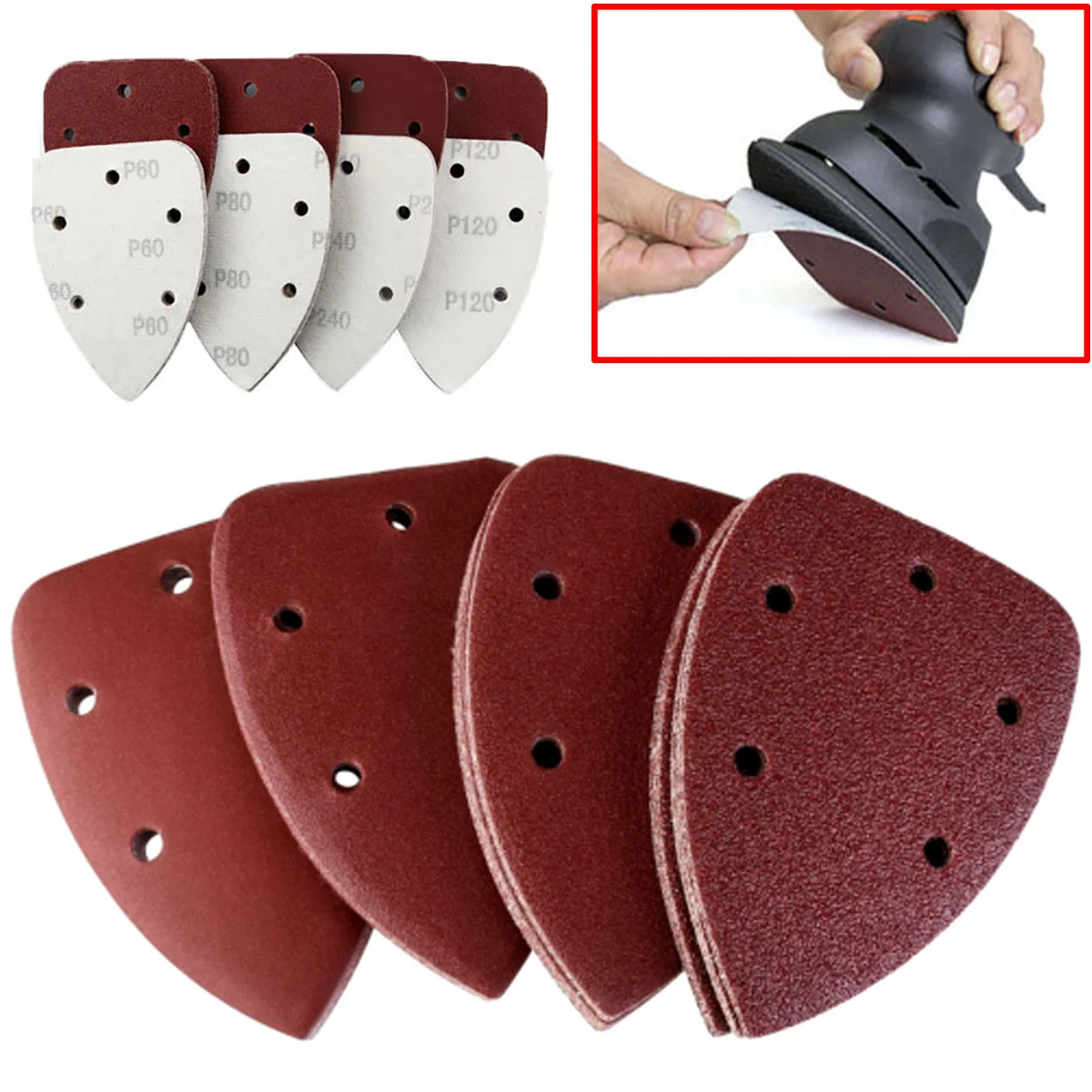 

40pcs 40/80/120/240 Grits Sanding Disc Mouse Sander Pads Sandpaper For Polishing Tools 140x100mm