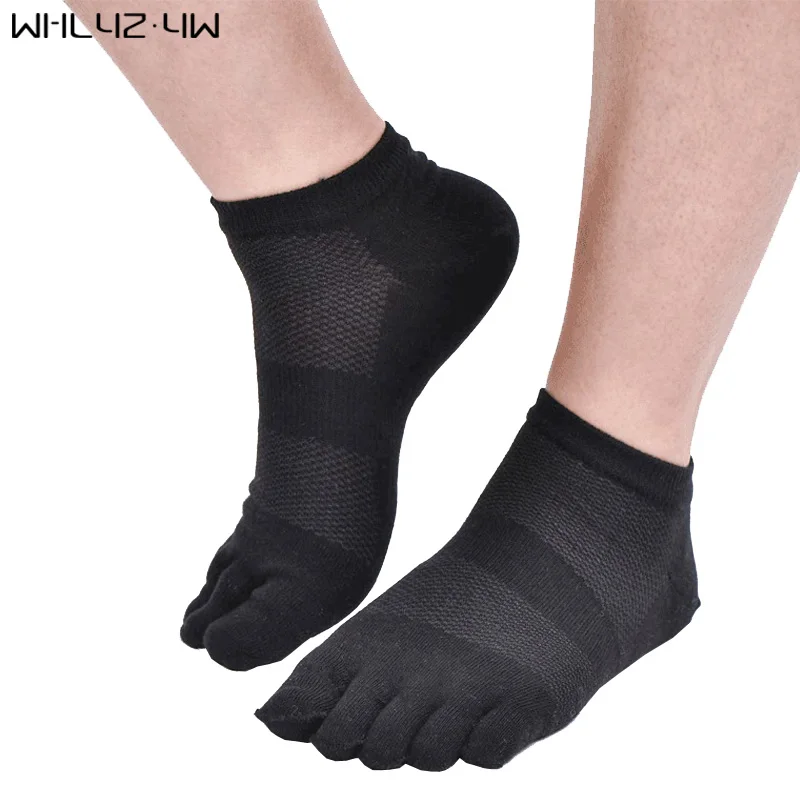 

WHLYZ YW cotton socks with toes men boy mesh Five Finger crew cool socks solid compression sox compression harajuku Fit EU39-44