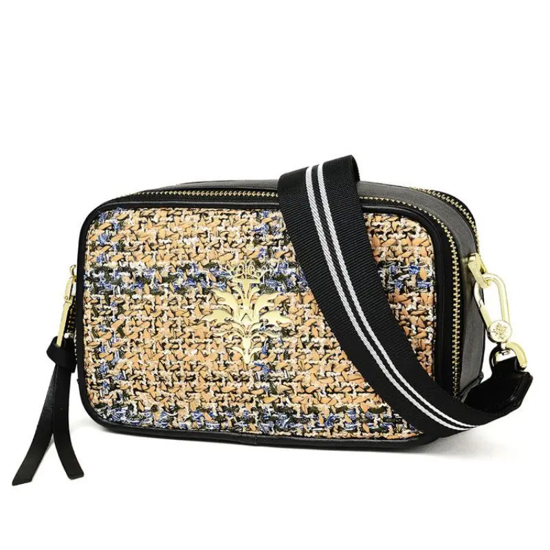 

LOEIL Leather bag trend fashion camera handbag leather wild Messenger bag stitching wool shoulder bag