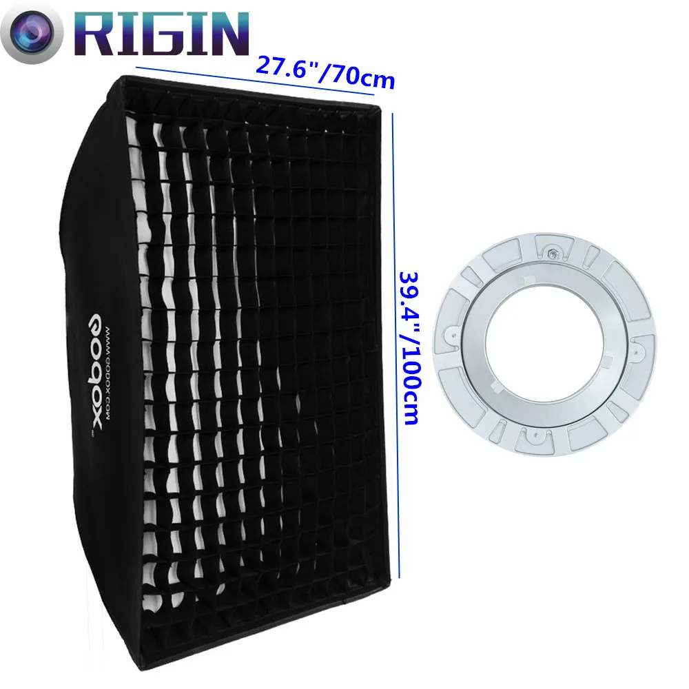 

Godox 27.6"x 39.4"/70*100cm Speedlite Studio Strobe Flash Rectangular Softbox Diffuser FW70*100 With The Gird For Bowens Mount