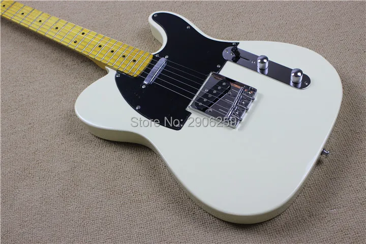 Горячая Распродажа tele guitar электрическая гитара кремового белого цвета черного
